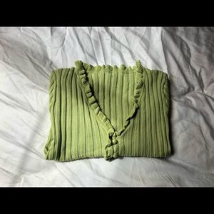 Green Ribbed Knit Cardigan size Small